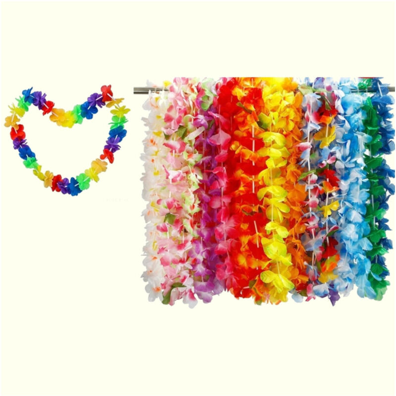 foto del prodotto trade shop traesio ghirlande di fiori hawaiane set 6pezzi fiore collana hula party colore casuale 