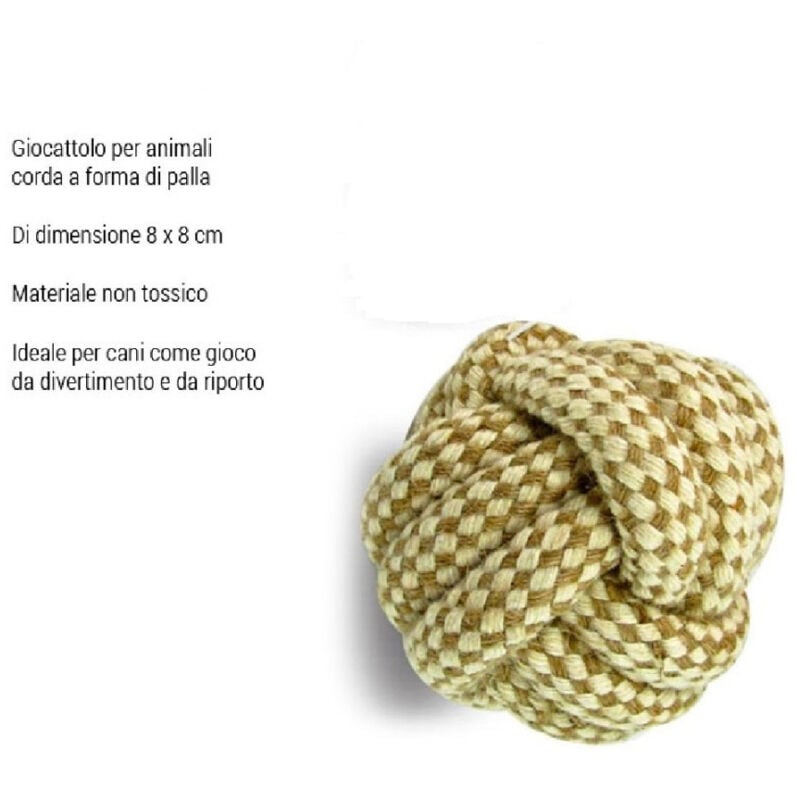 foto del prodotto trade shop traesio giocattolo per cani palla a forma di corda 8 x 8 cm gioco e addestramento 
