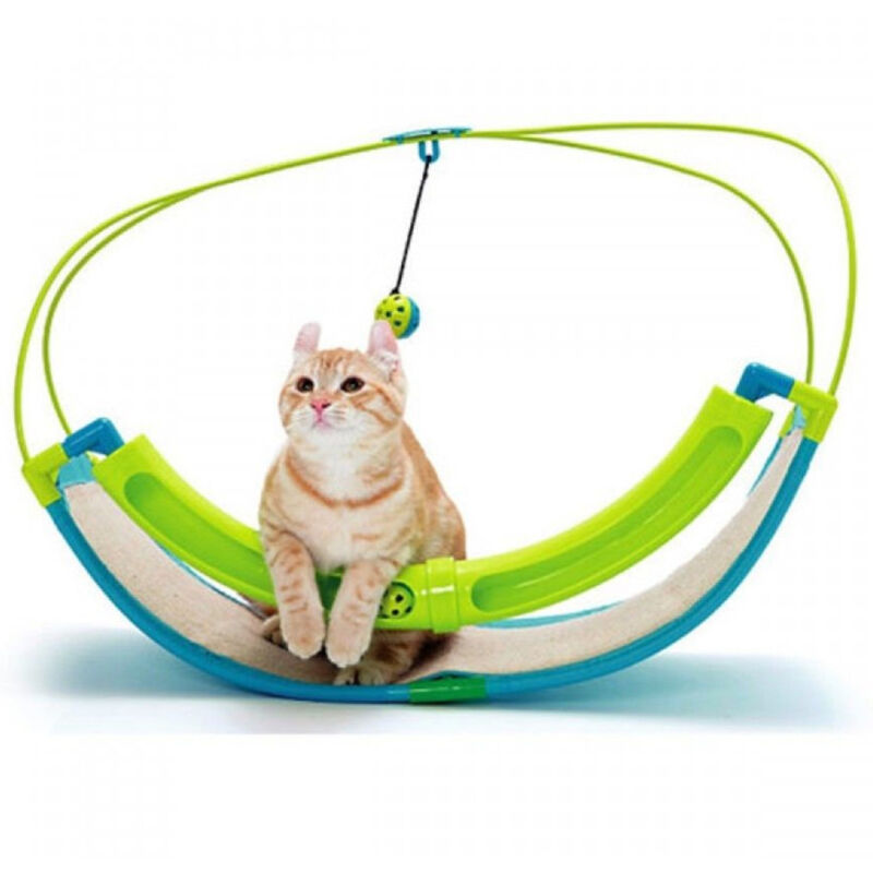 foto del prodotto trade shop traesio gioco a dondolo per gatto gatti tiragraffi con pallina stimolante rocking roller 