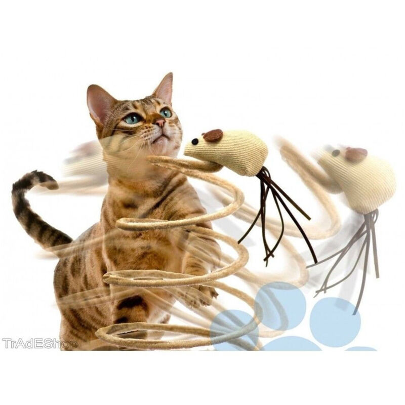 foto del prodotto trade shop traesio gioco con pupazzo topo palestra per gatto unghie tiragraffi base molla 