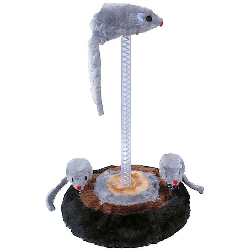 foto del prodotto trade shop traesio - gioco per gatto con 3 topi 15 x 26 cm play set gatti giochi passatempo animali -