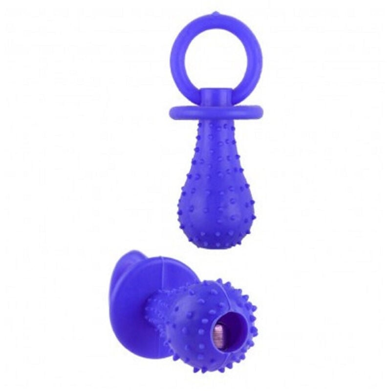 foto del prodotto trade shop traesio gioco riportino per animali ciuccio in gomma sonoro 14 cm morbido per cani gatti blu