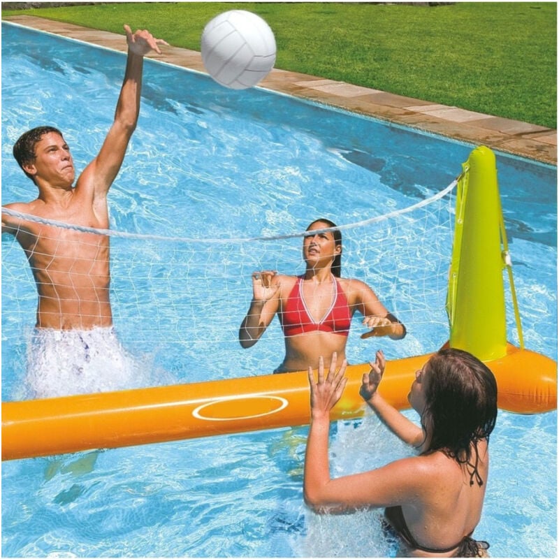 foto del prodotto trade shop traesio gioco volleyball pallavolo rete gonfiabile e pallone da piscina 239 x 64 x 91 cm 