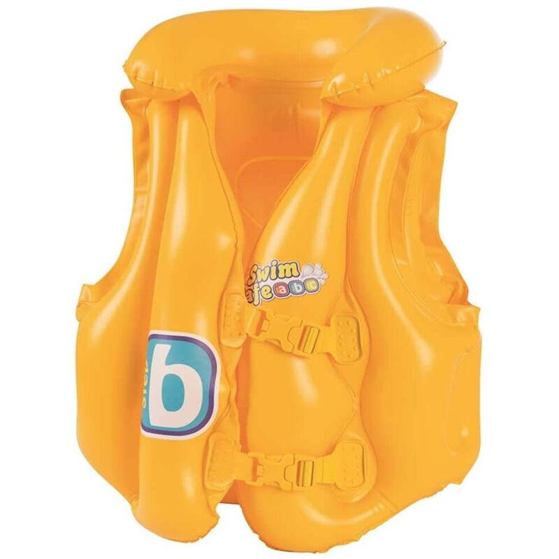 foto del prodotto trade shop traesio giubbotto da nuoto gonfiabile per bambini piccoli galleggiamento 51x46cm giallo 019948 