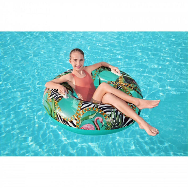 foto del prodotto trade shop traesio - gonfiabile salvagente fantasia floreale 114 cm con maniglie piscina estate 36302 -
