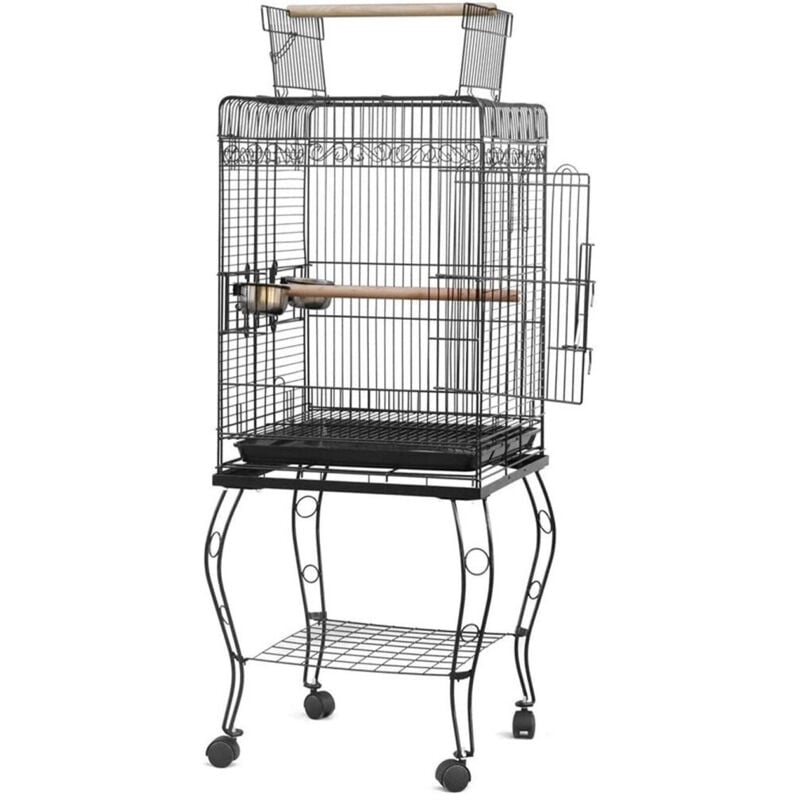 foto del prodotto trade shop traesio - grande gabbia per uccelli in acciaio 2 pali per pappagallo canarini parrocchetti -