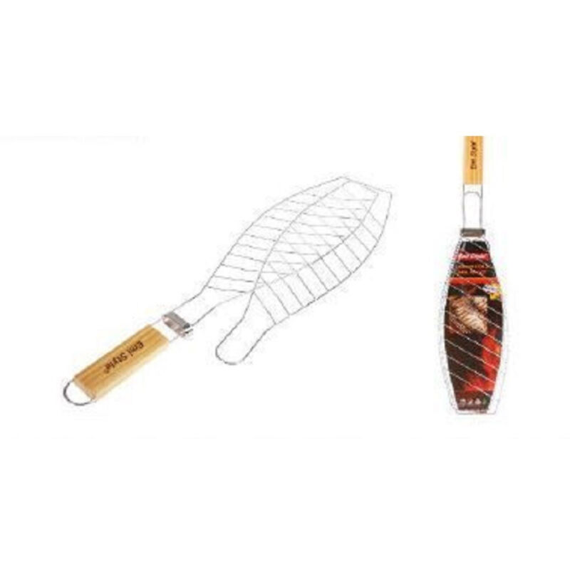 foto del prodotto trade shop traesio graticola per pesce un posto griglia da barbecue con manico in legno 6443223 