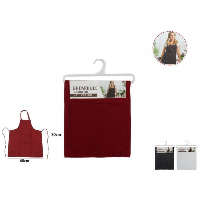 foto del prodotto trade shop traesio grembiule da cucina con tasca laccio girovita chef bar cuoco tinta unita 70001 