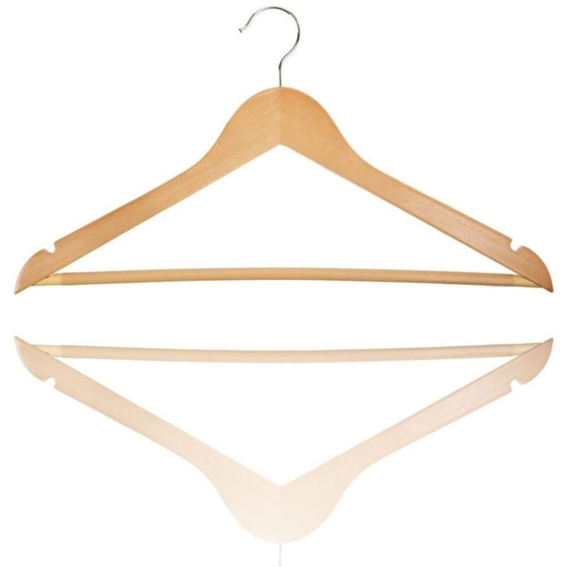 foto del prodotto trade shop traesio gruccia grucce 3 pezzi filo legno cc6351 appendi abiti 44x16cm vestiti appendini 