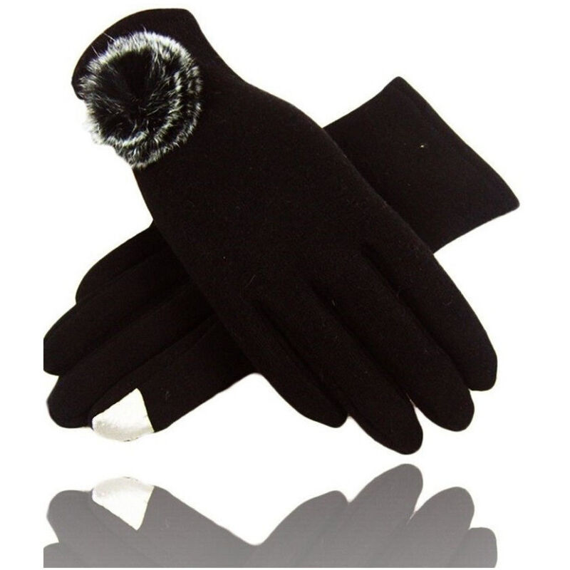 foto del prodotto trade shop traesio guanti tessuto marrone cotone pon pon guanto taglia 8 1 2 gloves fodera pile 