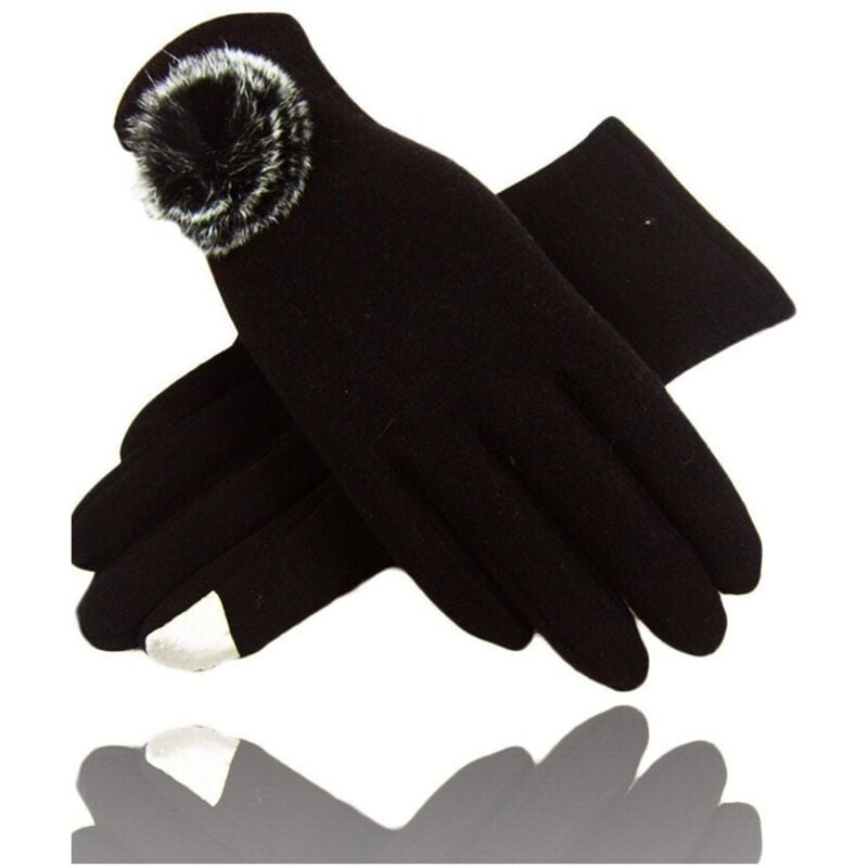 foto del prodotto trade shop traesio guanti tessuto marrone cotone pon pon guanto taglia 8 gloves fodera pile 
