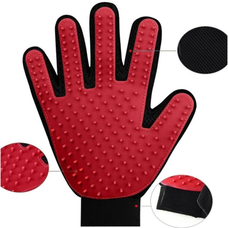 foto del prodotto trade shop traesio guanto spazzola cardatore elimina peli corti e lunghi per cane gatto glove touch 