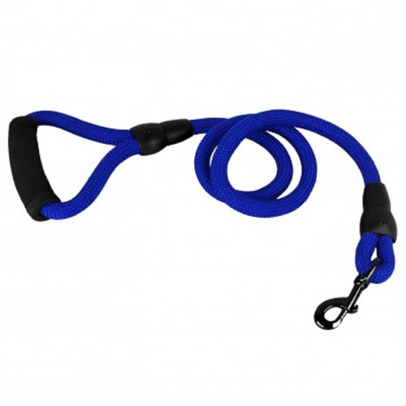 foto del prodotto trade shop traesio guinzaglio a corda nylon cani cane taglia media 120 cm con moschettone nero blu