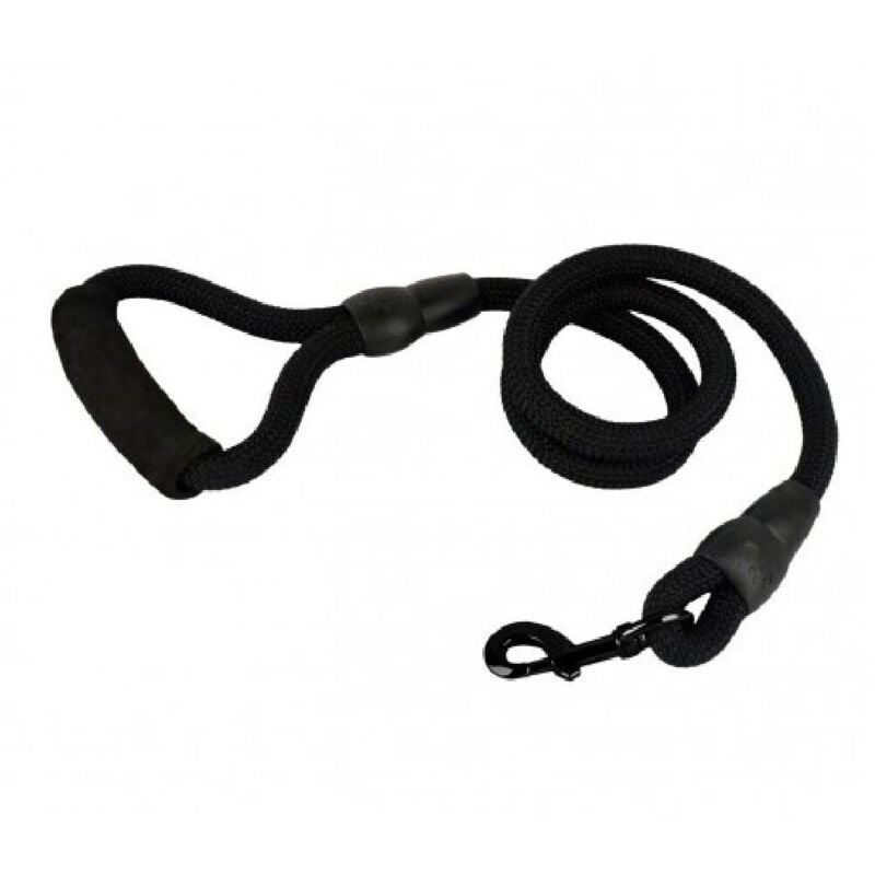 foto del prodotto trade shop traesio guinzaglio a corda nylon cani cane taglia media 120 cm con moschettone nero nero