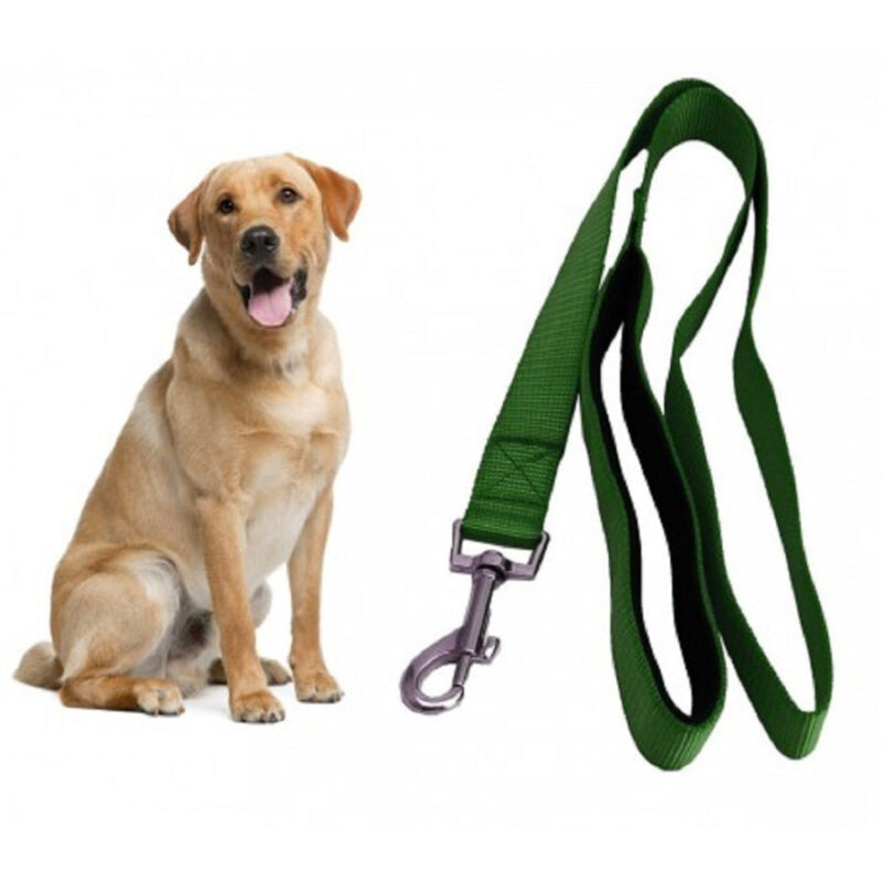 foto del prodotto trade shop traesio guinzaglio corto per cane cani in nylon 120cm verde militare con moschettone 