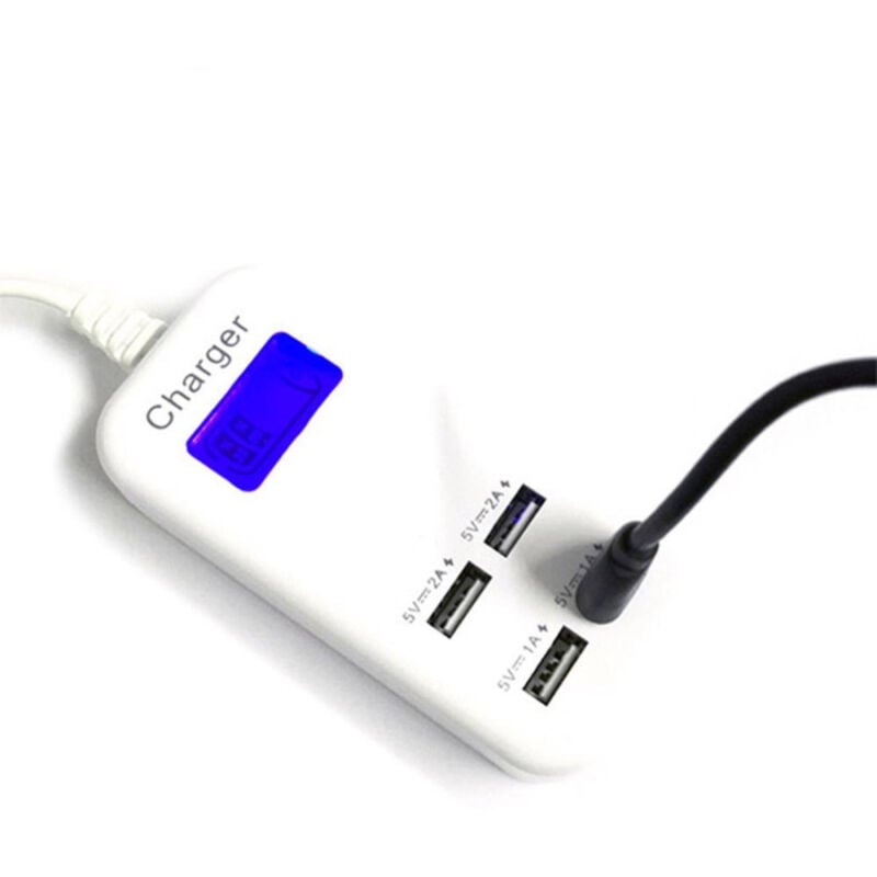 foto del prodotto trade shop traesio hub usb 4 porte 6a con display led per controllo ricarica batteria 