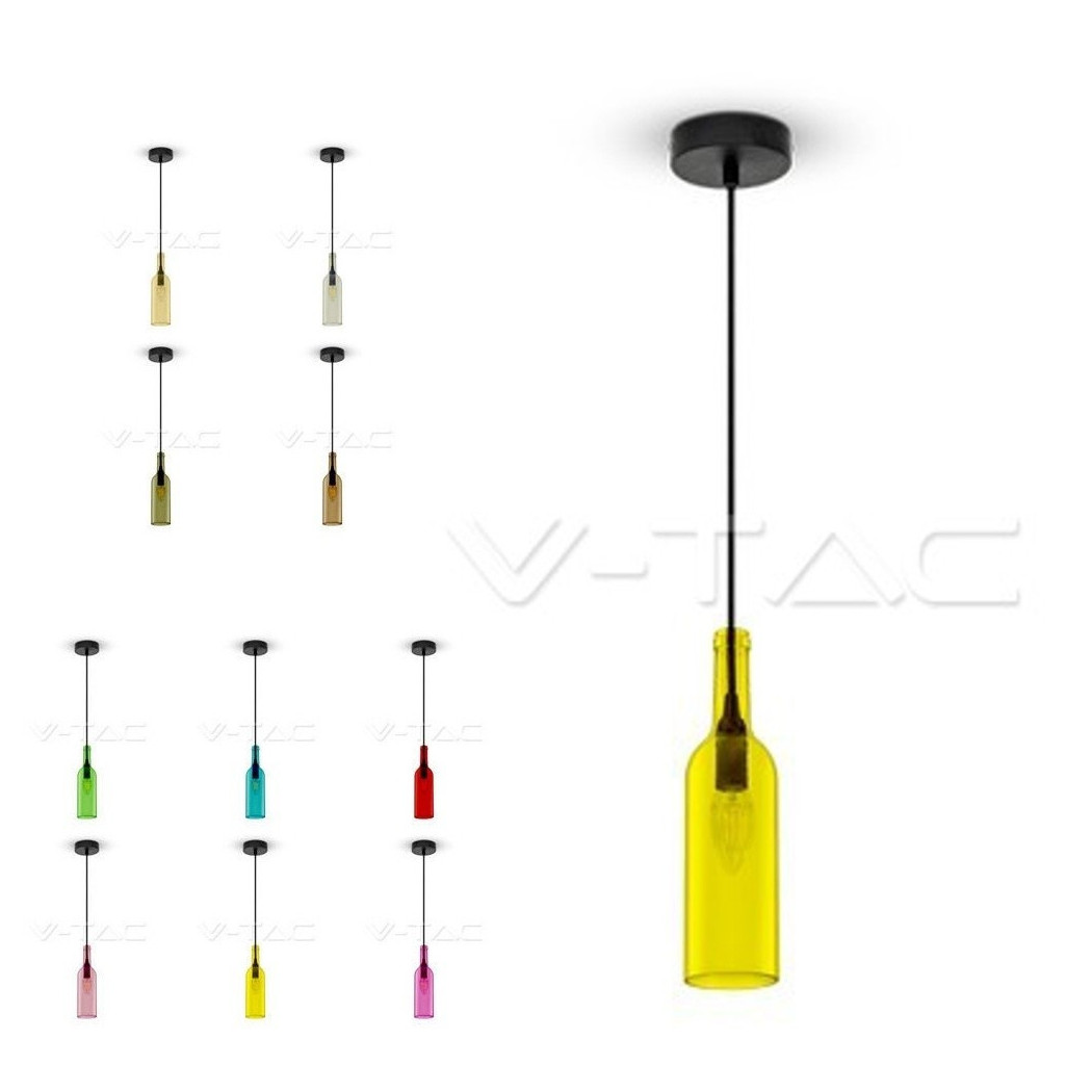 foto del prodotto trade shop traesio illuminazione v tac led lampadario portalampada bottiglia pendente e14 colorato marrone