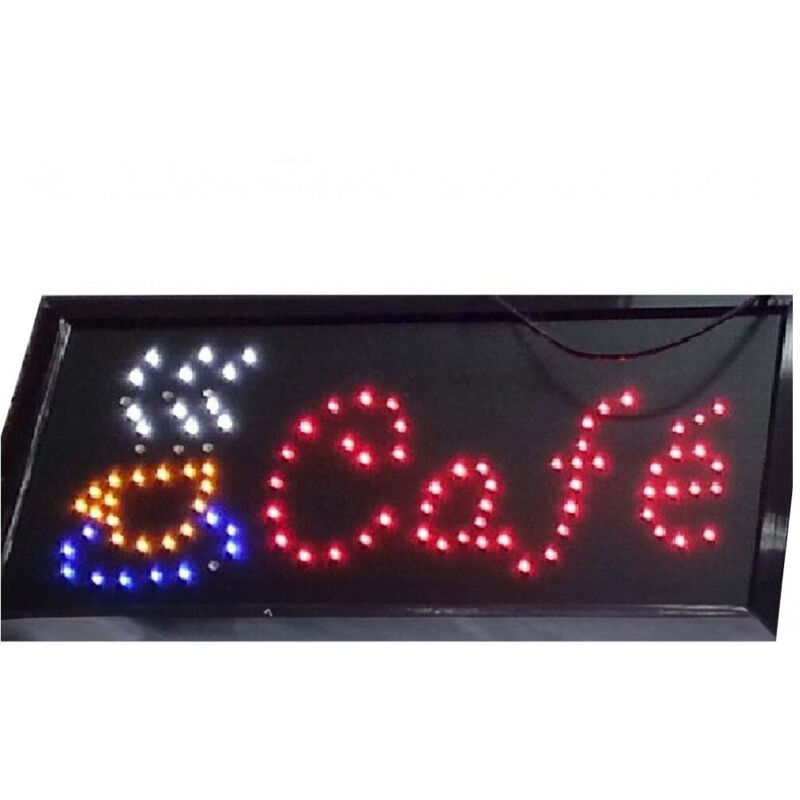 foto del prodotto trade shop traesio insegna led luminosa dinamica con scritta cafe e tazza fumante 