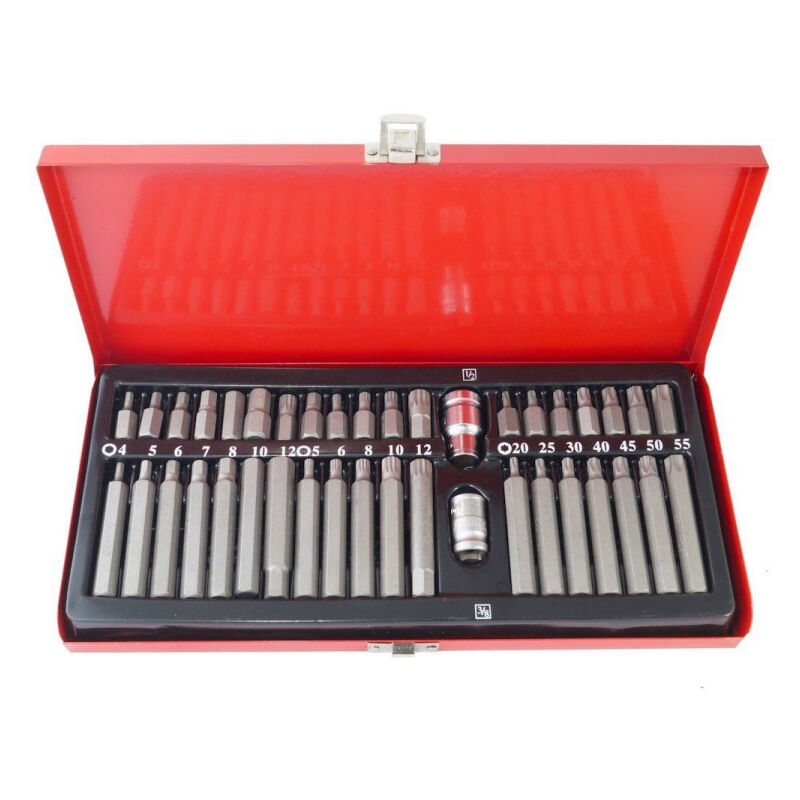 foto del prodotto trade shop traesio inserti chiavi bussole chiavi torx hex 1 2 3 8 kit set professionale 40 pz 
