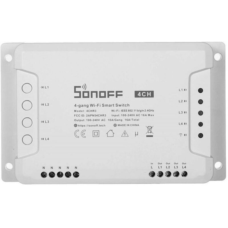 foto del prodotto trade shop traesio interruttore intelligente sonoff 4chr3 wi fi smart switch a 4 canali alexa google 