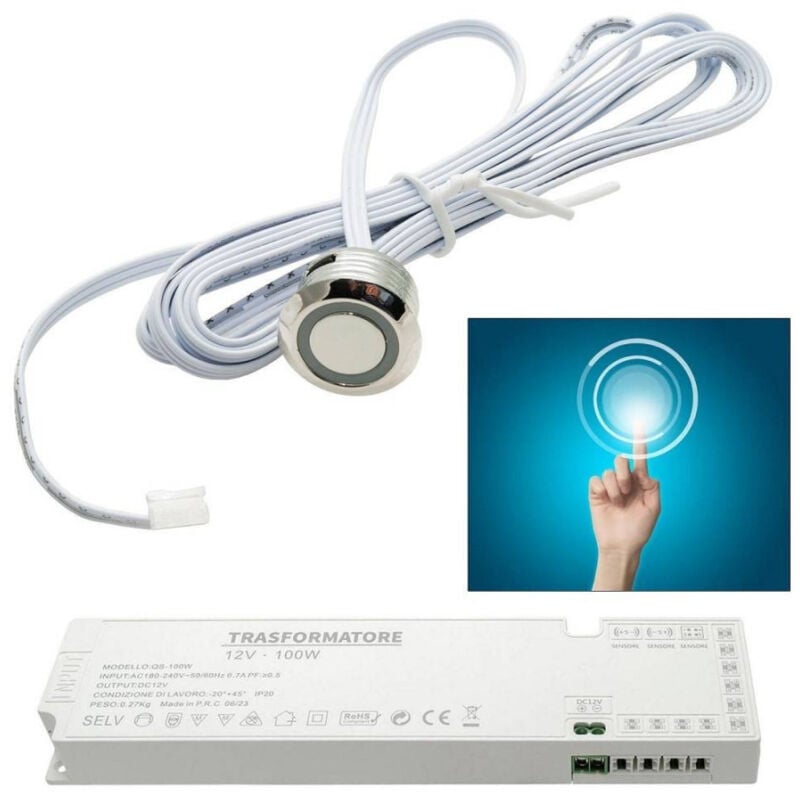 foto del prodotto trade shop traesio interruttore sensore touch dimmerabile pulsante a sfioro 12v 100w luci strisce led 
