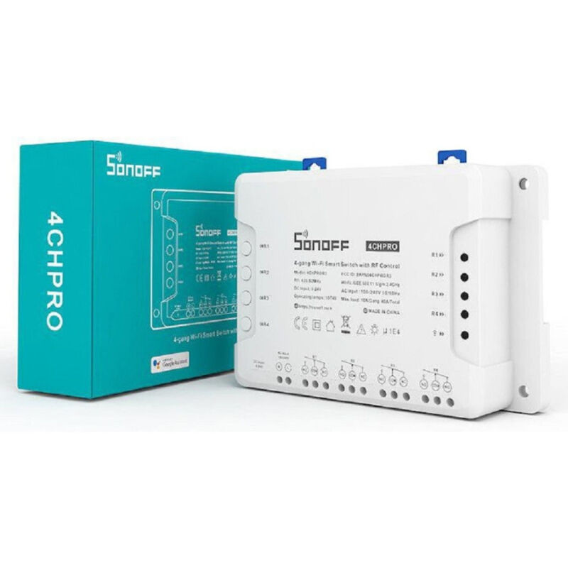 foto del prodotto trade shop traesio interruttore smart wifi 4gang 4ch casa intelligente alexa google sonoff 4chpror3 