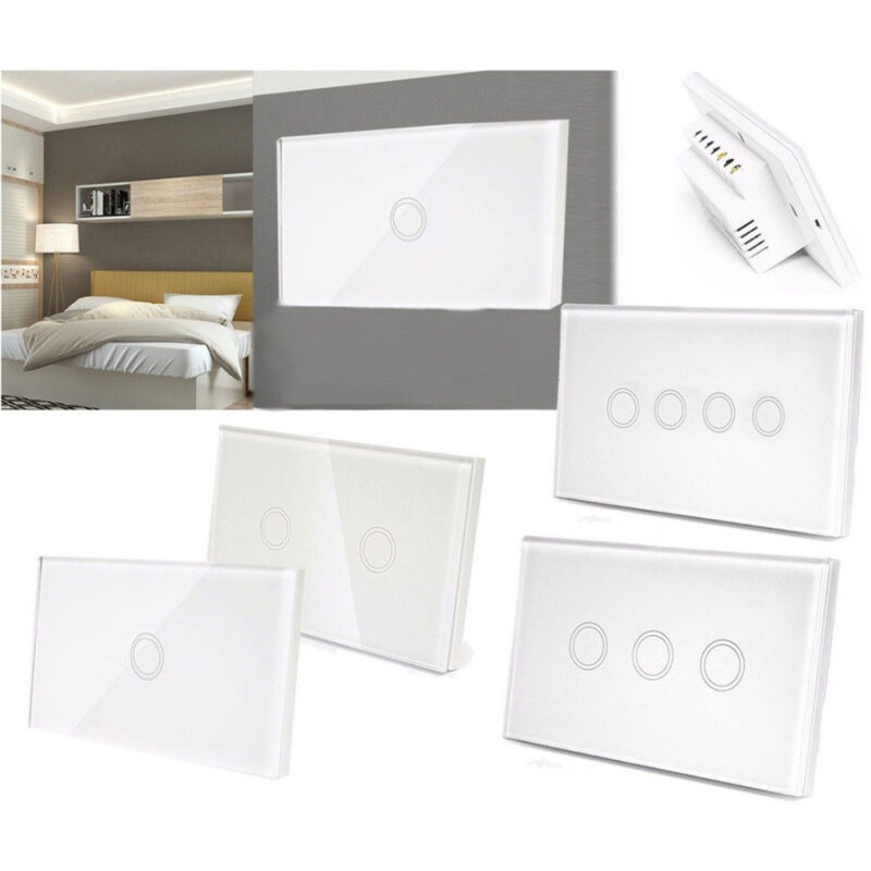 foto del prodotto trade shop traesio interruttore touch pulsanti in vetro temperato ad incasso placchetta 503 1 a 4 1 foro 
