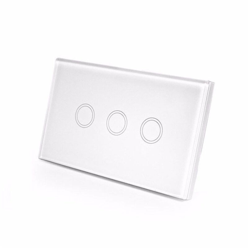 foto del prodotto trade shop traesio interruttore touch pulsanti in vetro temperato ad incasso placchetta 503 1 a 4 3 fori 