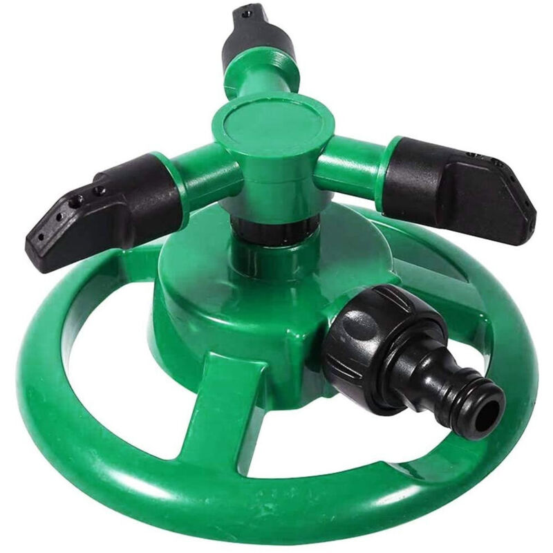 foto del prodotto trade shop traesio - irrigatore da giardino spruzzatore prato su base puntale 3 braccia 360° annaffia -