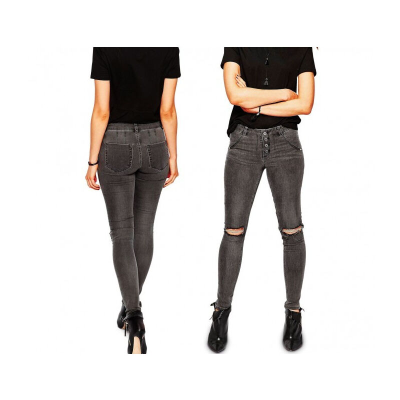foto del prodotto trade shop traesio jeans da donna a vita alta 81154 mod. ragged slim fit taglie dalla xs alla xl xl