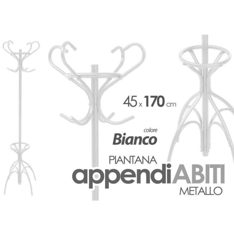 foto del prodotto trade shop traesio kaela attaccapanni appendiabiti piantana metallo bianco ganci moderno 45x170cm 756689 