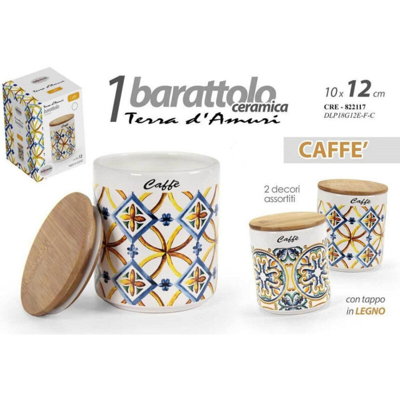 foto del prodotto trade shop traesio kaela barattolo ceramica caff tappo legno ermetico cucina terra d amuri 12x10cm 822117 