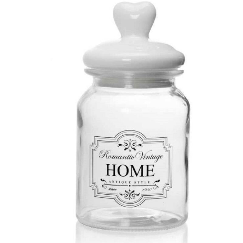foto del prodotto trade shop traesio kaela barattolo contenitore in vetro decoro romantic vintage home 1000ml 11x2cm 759352 