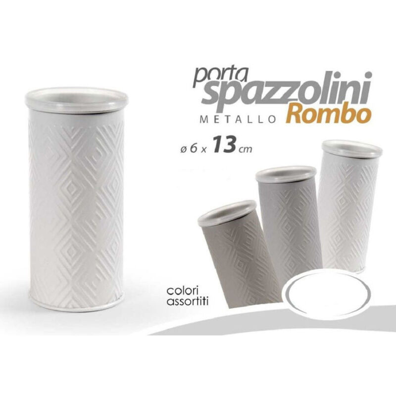 foto del prodotto trade shop traesio kaela bicchiere porta spazzolino metallo rombo elegante colori assortiti 6x13cm 783357 