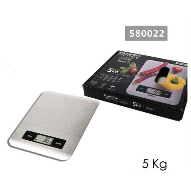 foto del prodotto trade shop traesio kaela bilancia da cucina digitale touch in acciaio portata max. 5kg display lcd 580022 
