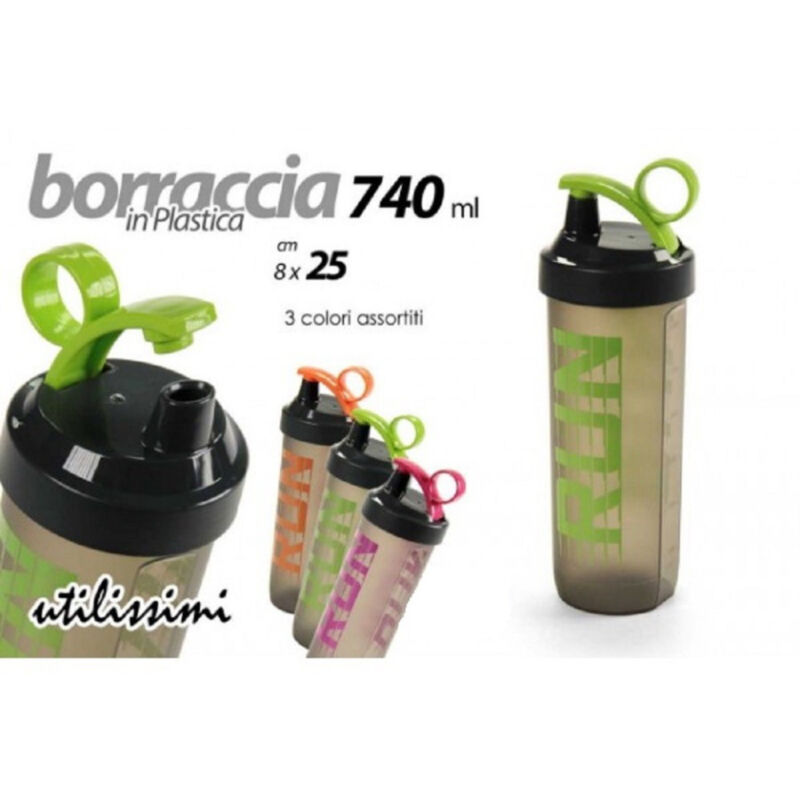 foto del prodotto trade shop traesio kaela borraccia bottiglia run in plastica 740ml 740cc 8x25cm 3 colori assortiti 844096 