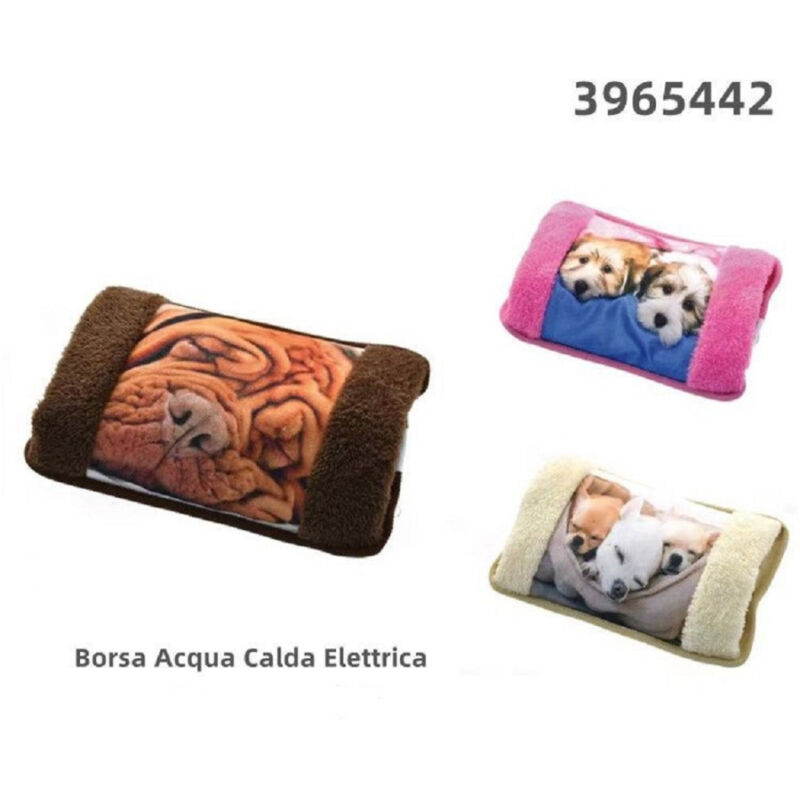 foto del prodotto trade shop traesio kaela borsa acqua calda elettrica scaldino scalda mani in tessuto con cuccioli 3965442 