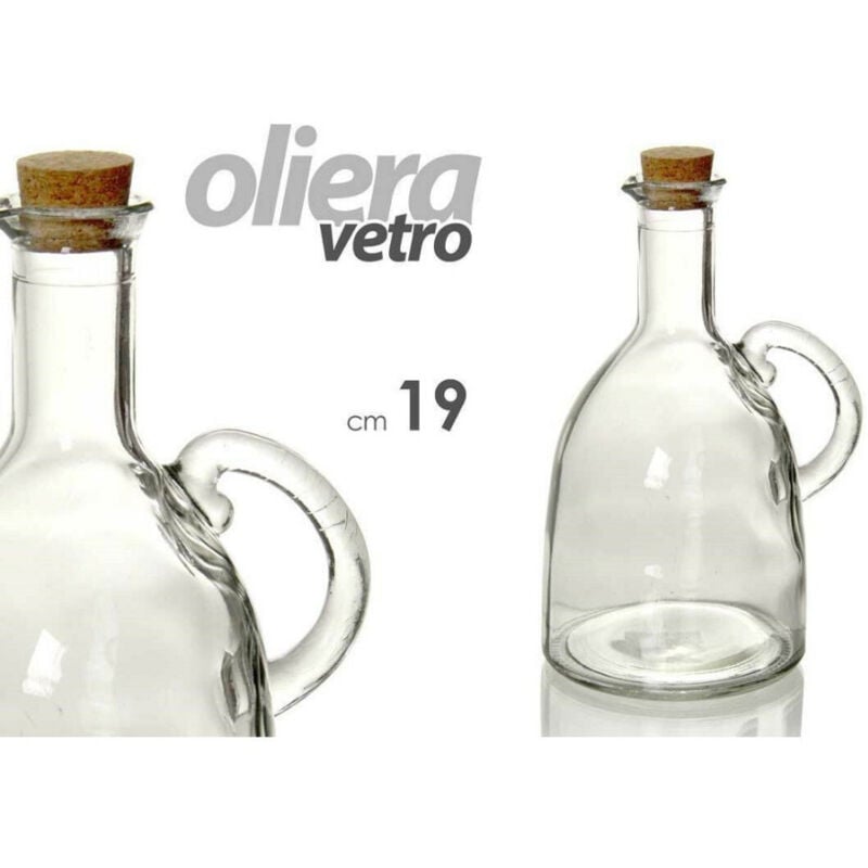 foto del prodotto trade shop traesio kaela bottiglia ampolla oliera aceto tappo sughero con manico 580ml 19cm vetro 775000 