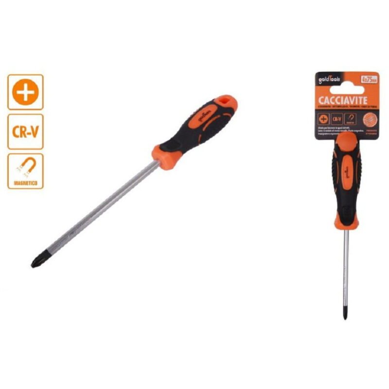 foto del prodotto trade shop traesio kaela cacciavite giravite 4 x 75 mm con punta magnetica a croce in acciaio cr v 94878 
