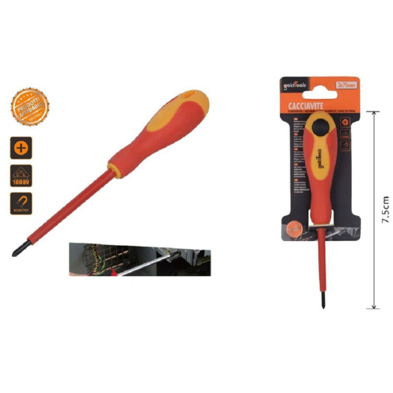 foto del prodotto trade shop traesio kaela cacciavite resistente alla pressione 3 croce isolato 3x75mm punta magnetica 91886 