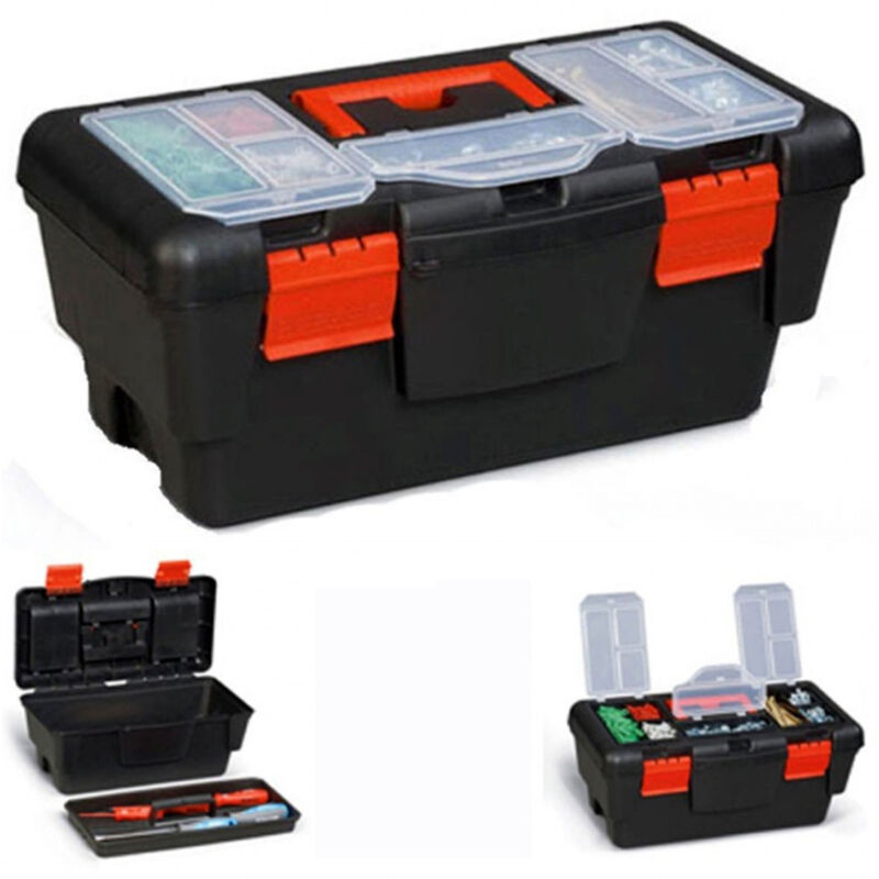 foto del prodotto trade shop traesio kaela cassetta porta attrezzi porta utensili in plastica con 10 scomparti 50x30x22cm 