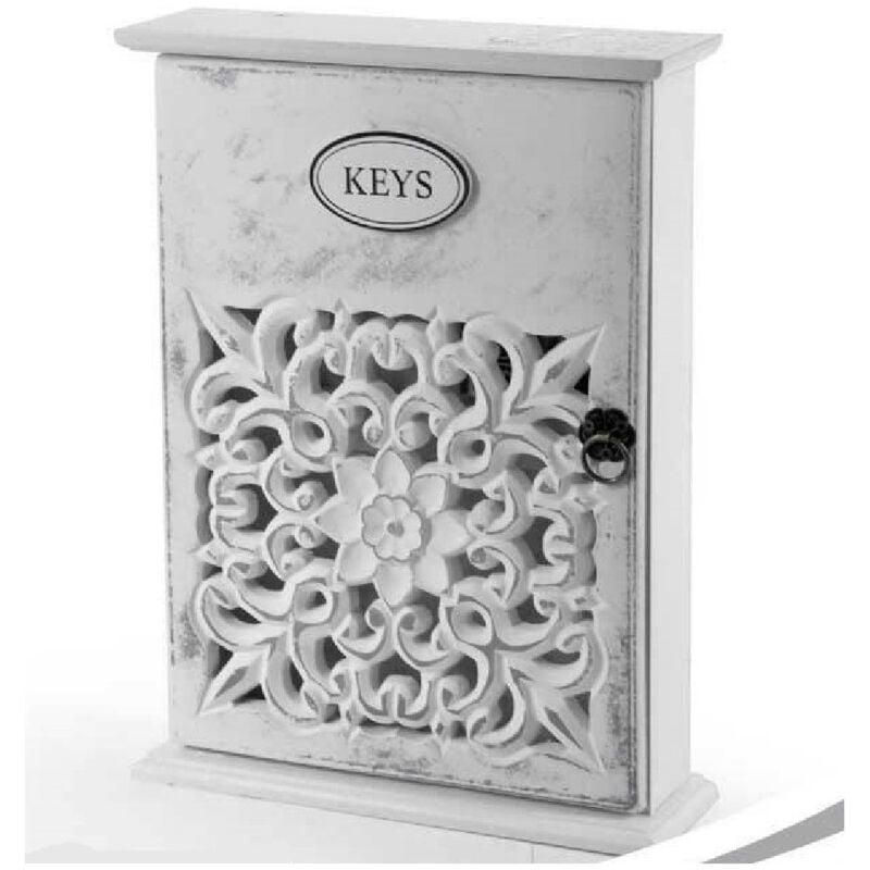 foto del prodotto trade shop traesio kaela cassetta porta chiavi box in legno da parete 20 x 6 x 26 cm decoro keys 784712 