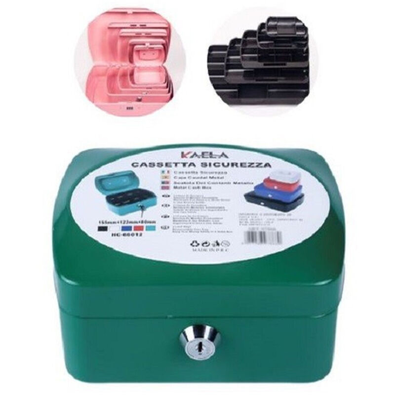 foto del prodotto trade shop traesio kaela cassetta portavalori cassaforte di sicurezza in metallo chiavi 15x12x8 cm 56834 