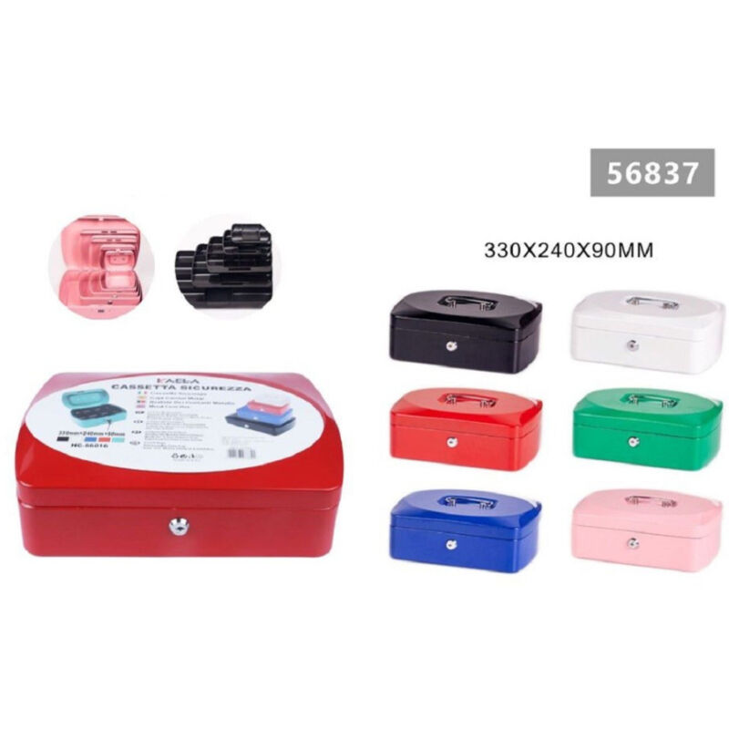 foto del prodotto trade shop traesio kaela cassetta portavalori cassaforte di sicurezza in metallo chiavi 33x24x9 cm 56837 