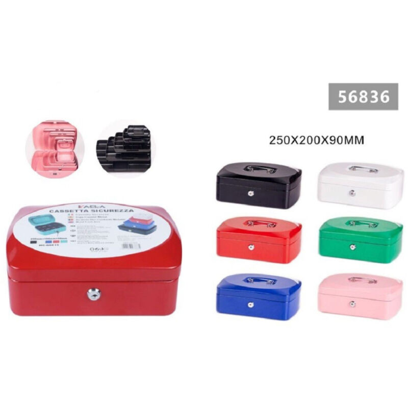 foto del prodotto trade shop traesio kaela cassetta portavalori cassaforte sicurezza in metallo chiavi 25 x 19 x 9 cm 56836 