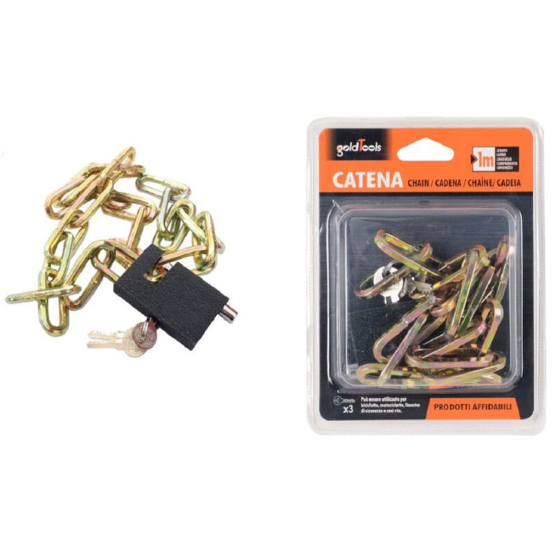 foto del prodotto trade shop traesio kaela catena antifurto con lucchetto blocco per bici bicicletta scooter moto 1mt 92619 
