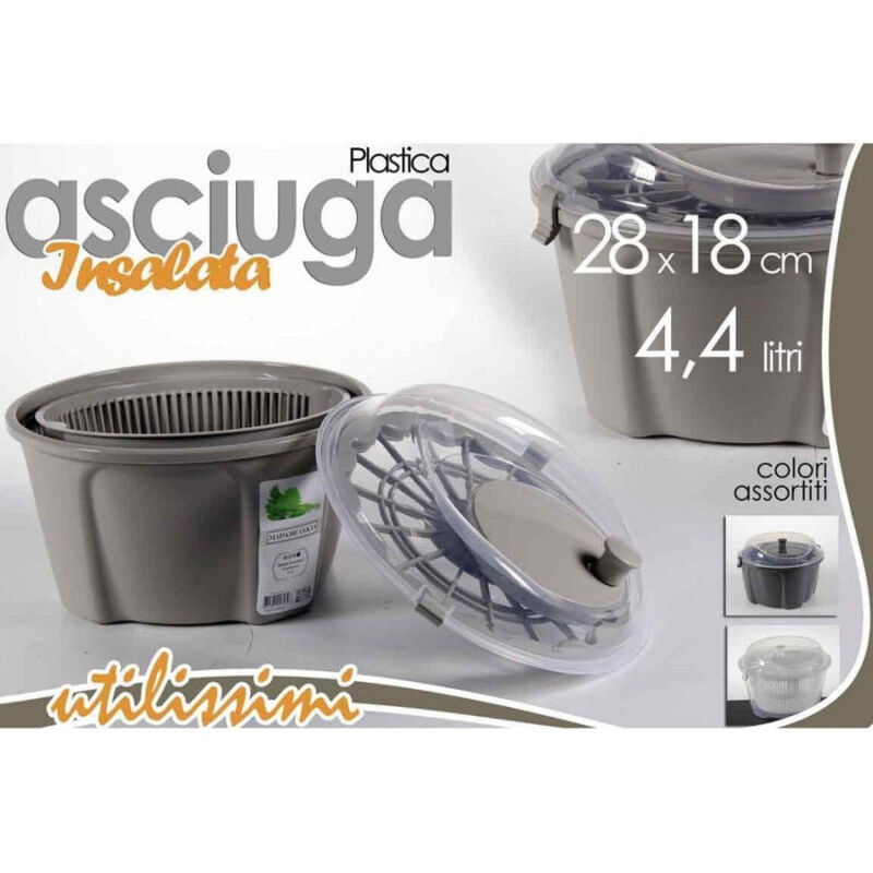 foto del prodotto trade shop traesio kaela centrifuga per verdura asciuga insalata 28x18 cm 4,4 lt colori assortiti 681455 