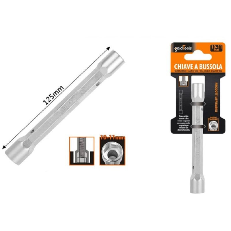 foto del prodotto trade shop traesio kaela chiave a bussola tubo esagonale da 125 mm doppie bocche esagonali 10 11 mm 97549 