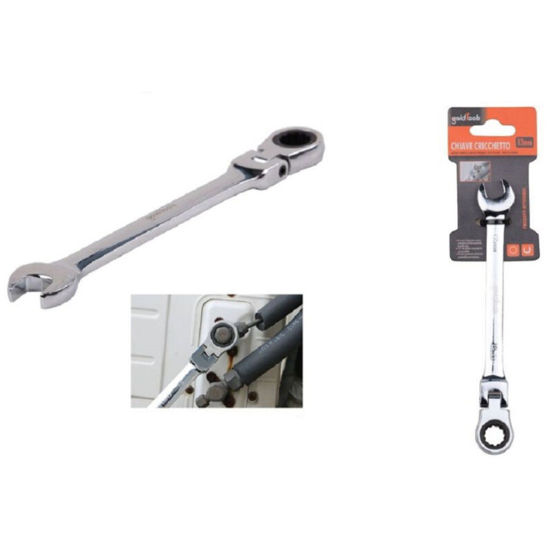 foto del prodotto trade shop traesio kaela chiave a cricchetto combinata 12mm testa pieghevole cromo vanadio utensile 91734 