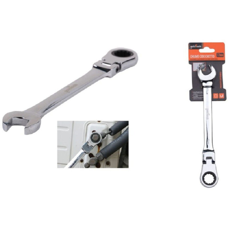 foto del prodotto trade shop traesio kaela chiave a cricchetto combinata 17mm testa pieghevole cromo vanadio utensile 91738 